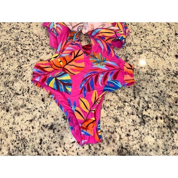 BAR III Women's Paradise In The Palms Cowl Neck One-Piece Swimsuit - Picture 3 of 7